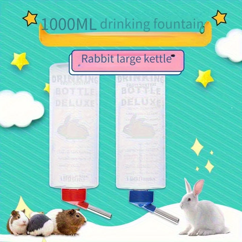 

Rabbit kettle drinker 1000ml extra large water bottle Chinchillas guinea pig water feeder bowl supplies