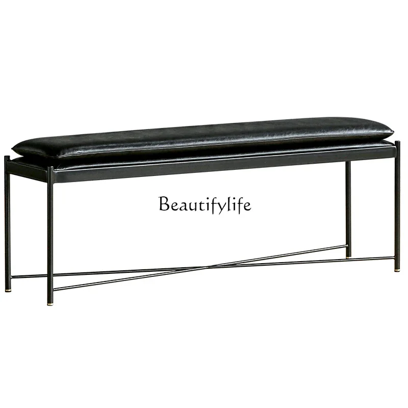 

ls 04Nordic Italian-style home shoe change stool PU leather living room soft bag long dining stool