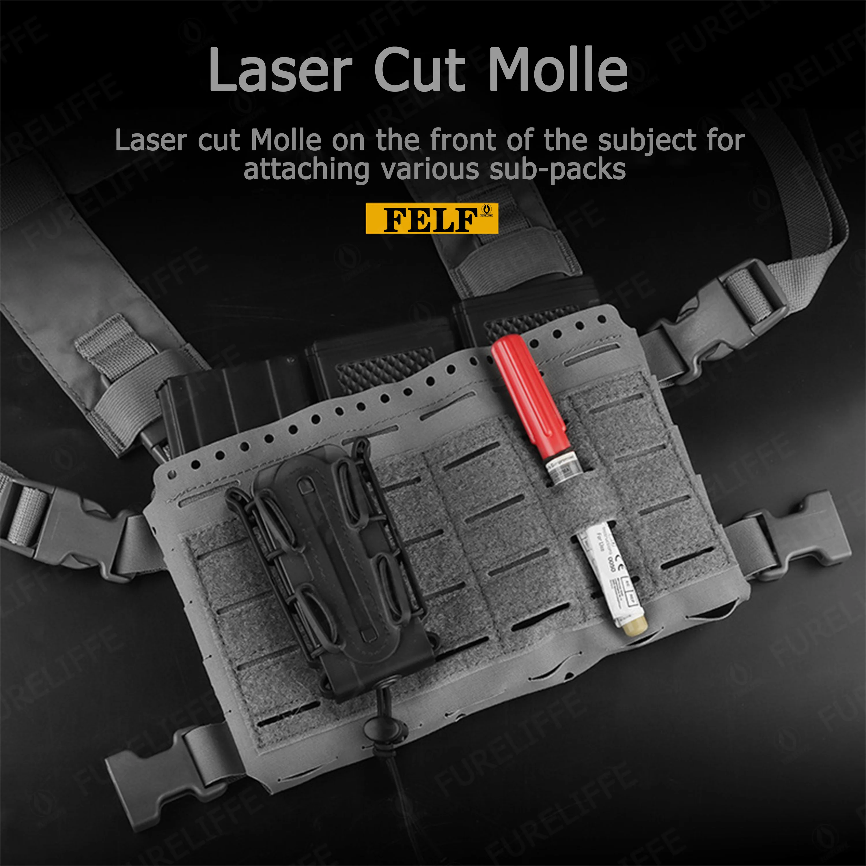 Imagem -05 - Molle-tático Placa Transportadora Colete Peito Rig Micro Luta Chassis Placard Gancho Loop Airsoft Magazine Pouch Equipamento Tático Mk5 Novo