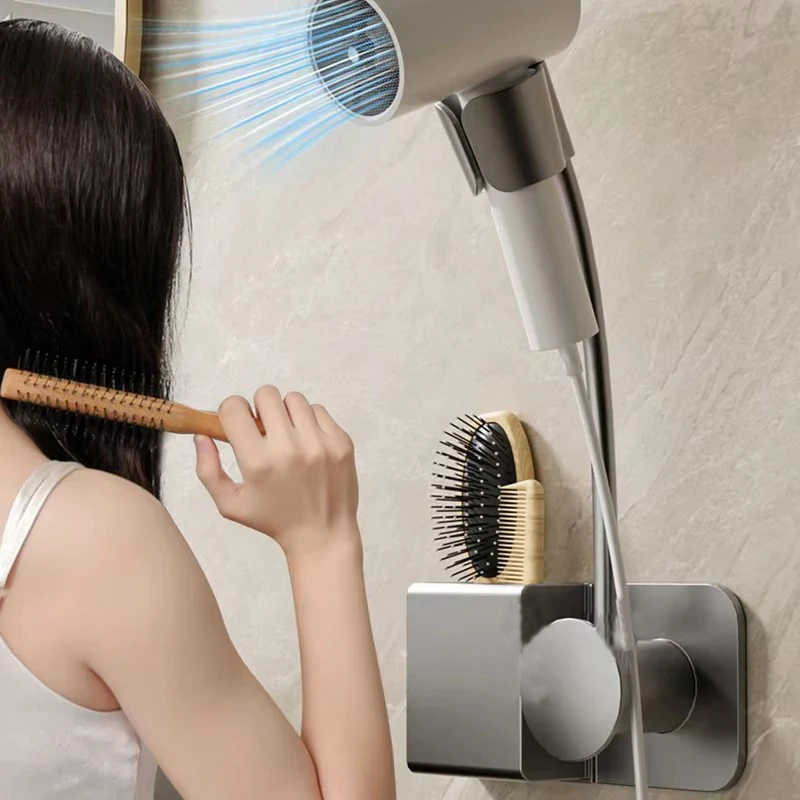 Verstellbarer Haartrocknerhalter für Badezimmer, Wandmontage ohne Bohren, Multifunktionales Haartrockner-Aufbewahrungsregal, Toiletten-Organizer