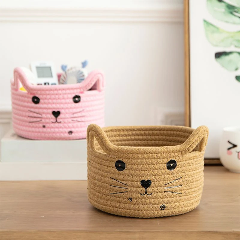 Mir de rangement en coton lavable avec oreilles de chat, finition de bureau, collation, maison, Japon, 1 pièce
