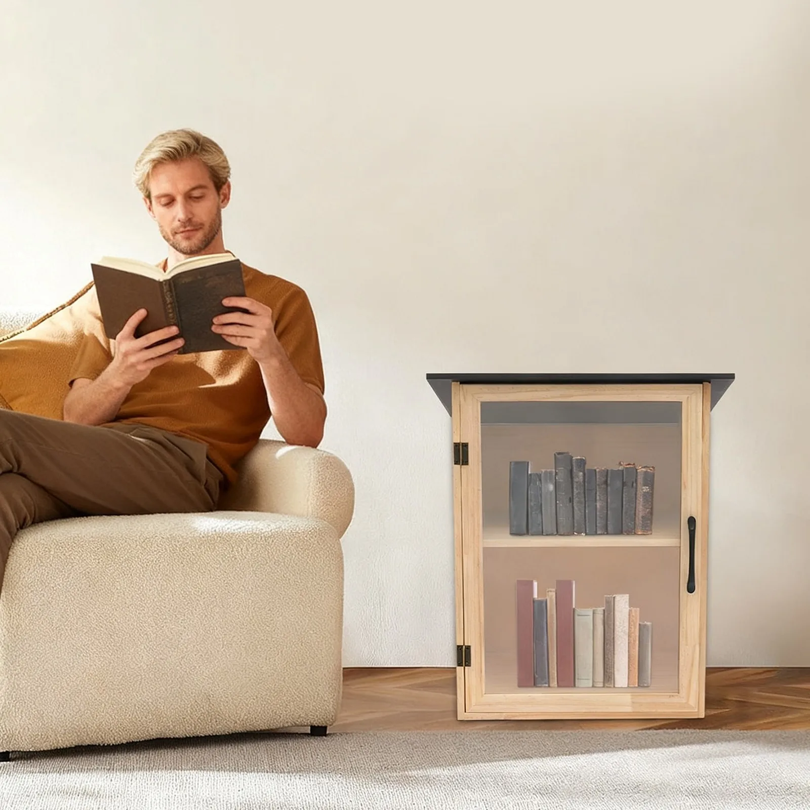 

Двухуровневый книжный шкаф-витрина с акриловым окном, из сосны, для улицы, отдельно стоящий и настенный, для дома, сообщества, школы