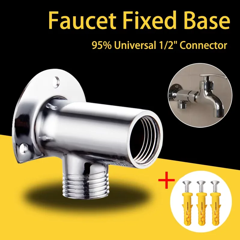 

1/2" 3/4" Bathroom Faucet Fixed Base Wall Mounted Tap Installation Adapter Universal Connector Shower Inlet Outlet Valve Parts