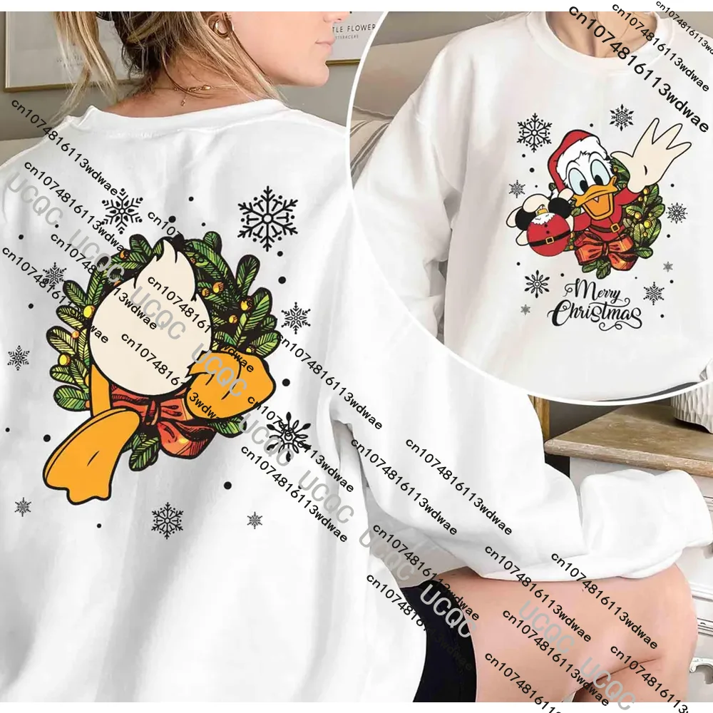Mickey & Friends Women Christmas Round-Neck Pullover Sweatshirt Disney Christmas Pullover Family Christmas Tops Christmas Gift
