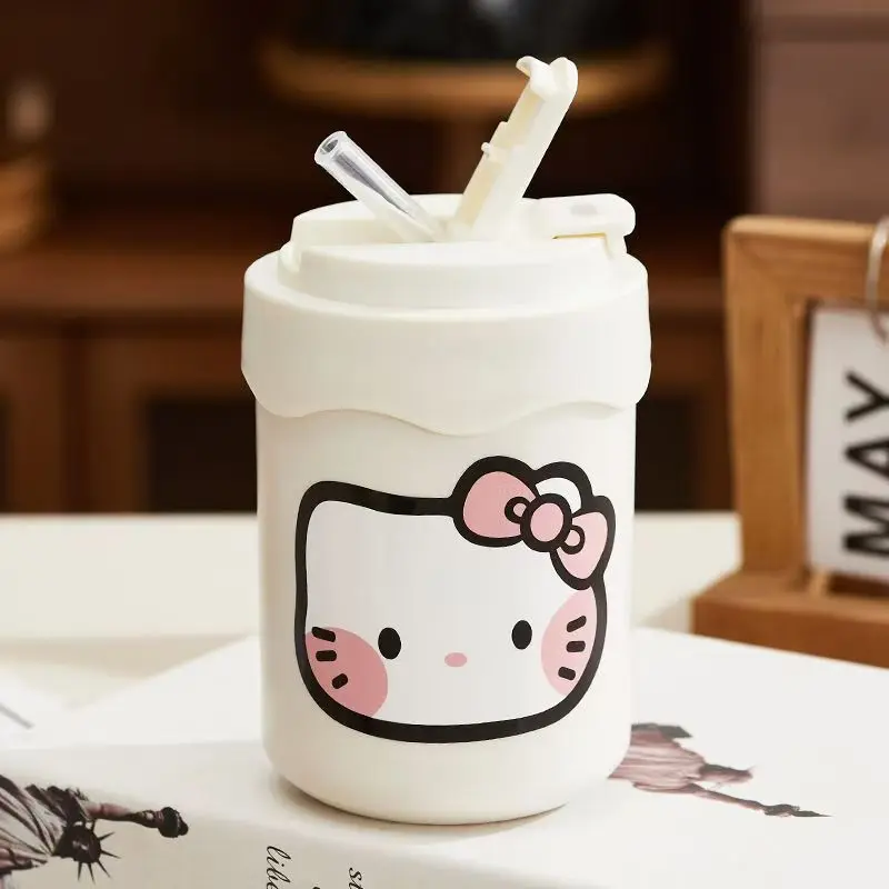 

Anime Hello Kitty Cup Sanrio Stainless Steel Coffee Cup Kawaii Cartoon High Temperature Resistant Water Cups Cute Women's Gifts