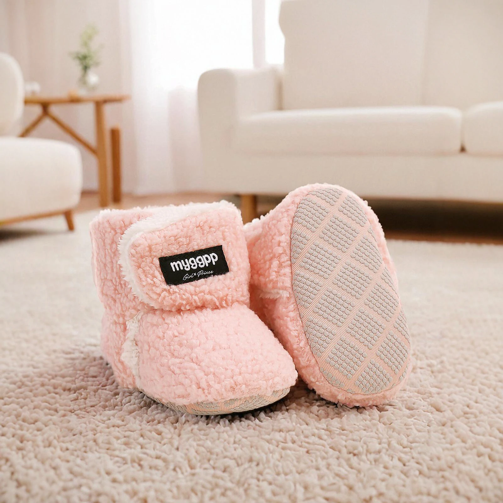 أحذية شتوية للرضع والأطفال الصغار - أحذية قماشية لطيفة لمنتصف الساق مع مقدمة مستديرة، طراز بريبي، لون خالص، ديسي مستوحى من الطراز العتيق #3