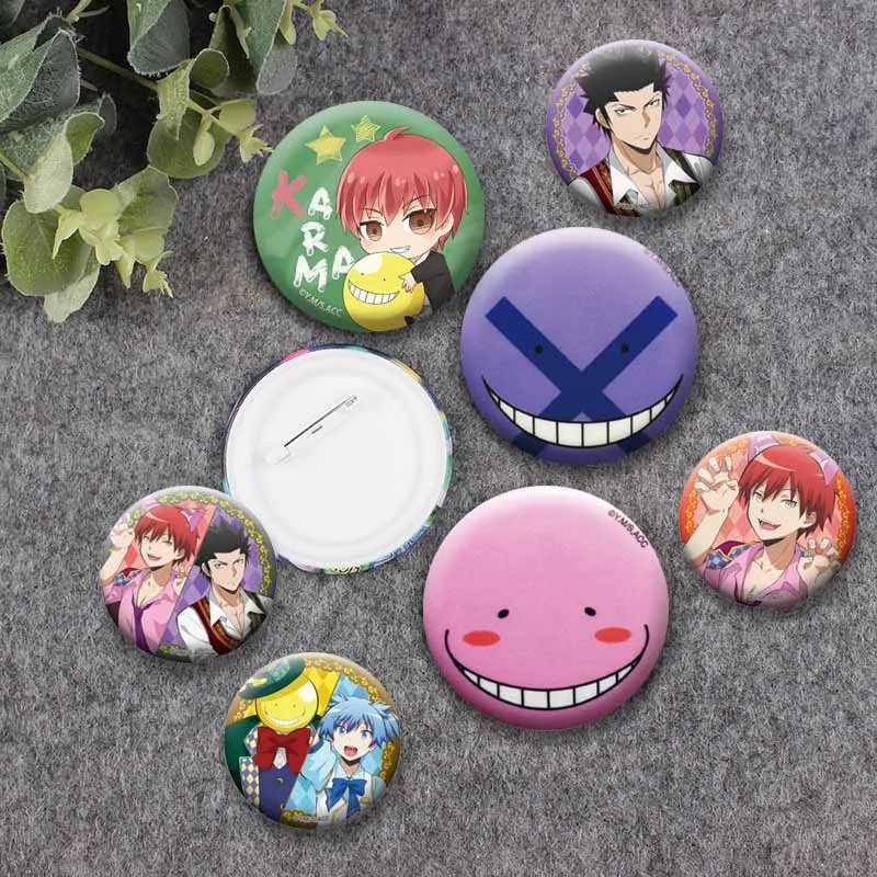 Funny Koro-sensei Face Meme Badges Karma Akabane Nagisa Shiota Round Brooch Cartoon Character Enamel Pins Bag Shoes Accessories