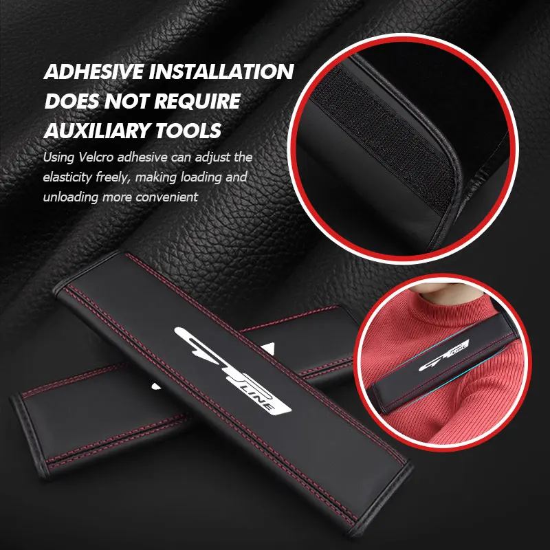 Leather Car Seat Belt Shoulder Protector Padding Accessories For KIA gt gtline Xline ceed Forte RIO STINGER Seltos K3 K4 - view 3