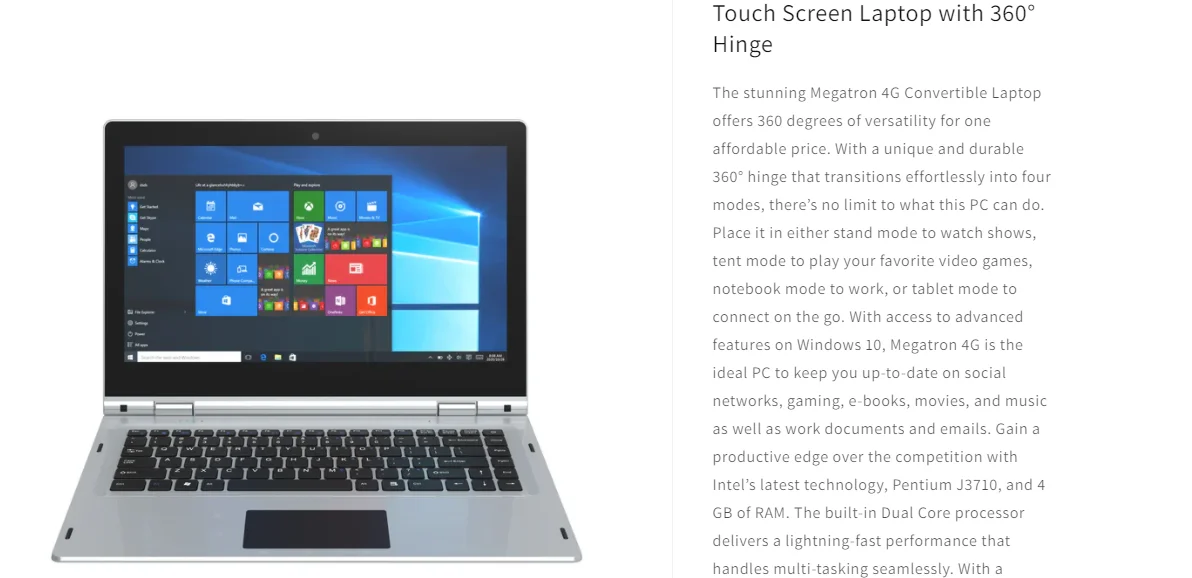 14.1 NCH Notebook Ultrabook 4GB RAM 6GB ROM Touch Screen 360° Laptop PC Windows 10 Pro Intel Pentium 4G LTE 1920 X 1080 IPS