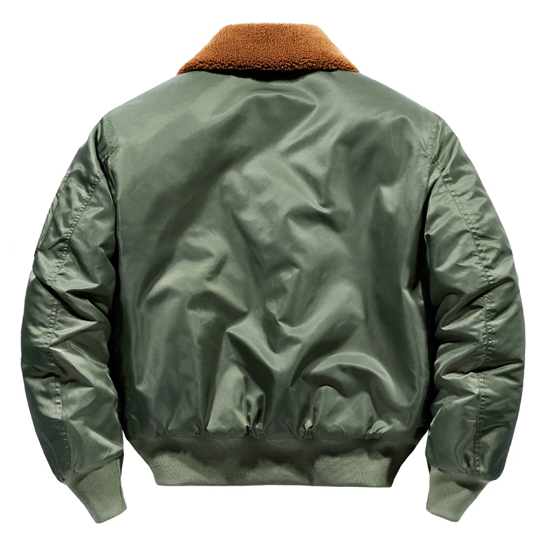 Winter Army Green Thickened Parka Tactical Military Jacket with Removable Fur Collar Pilot Air Force Style Coat Bomber Overcoat