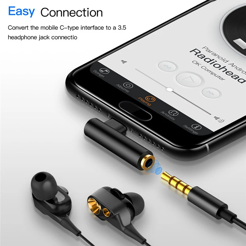 Nku Type-C To 3.5mm Jack Earphone Cable USB C Male To 3.5mm AUX Audio Adapter USB-C 3.5 Converter Cable for Xiaomi Mobile Phone