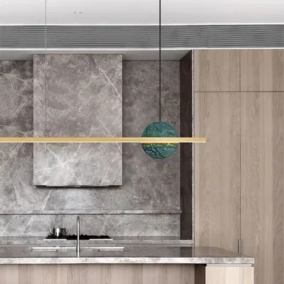 Italian minimalist marble all copper strip restaurant one-word chandelier Nordic simple modern bar