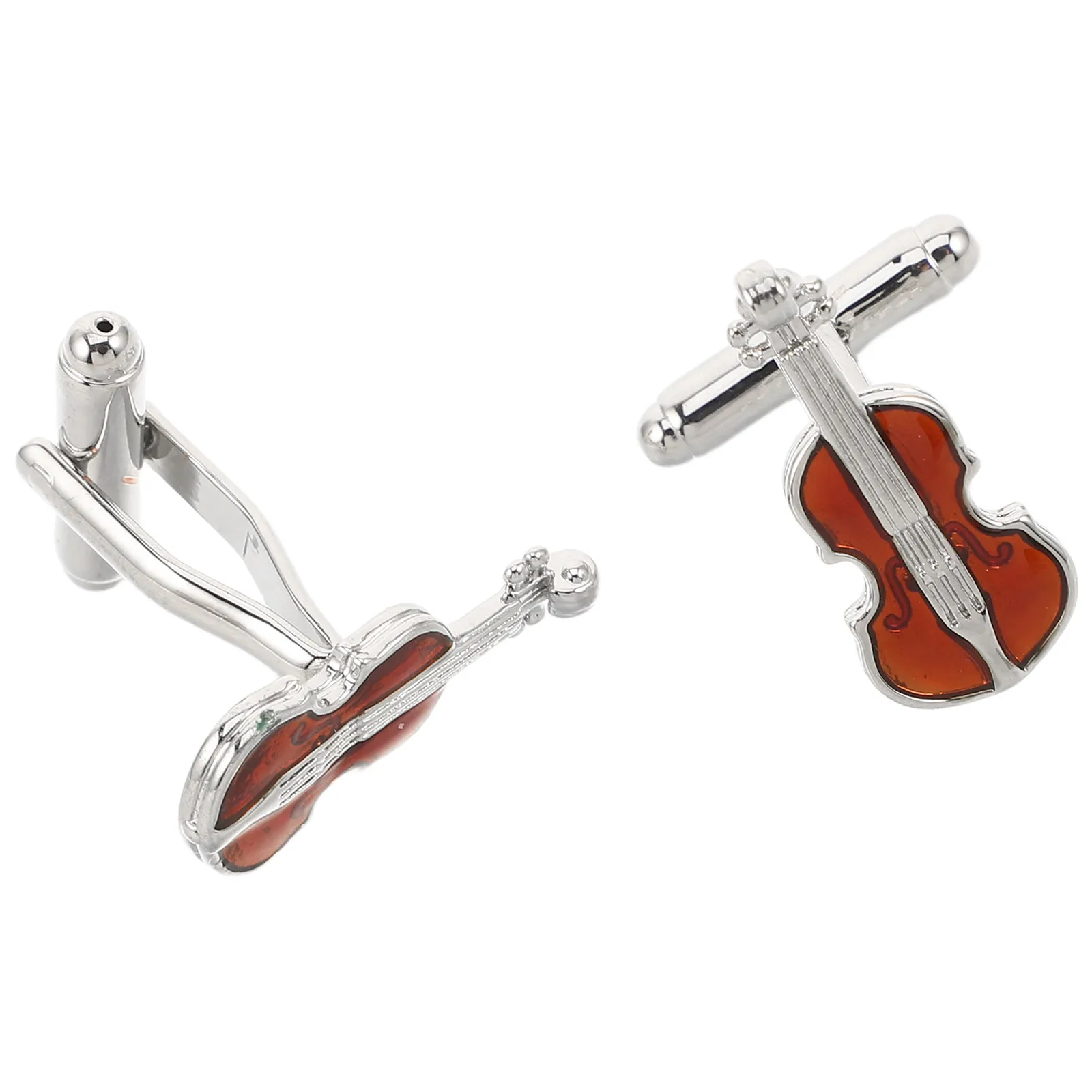 2Pcs Violin Cufflinks for Men Vintage French Cufflinks Metal Alloy Shirt Cuff Buttons Wedding Business Prom Accessories