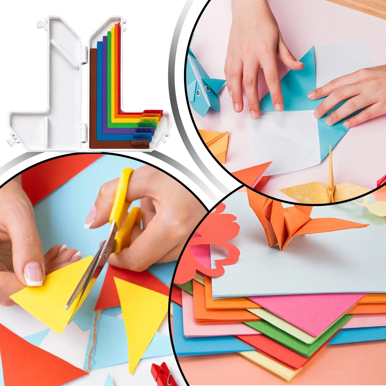 DIY Paper Craft Alignment Guide Set Includes Storage Box 7 Edge Precision Laminated Spacers Color Coded Card Making Scrapbooking