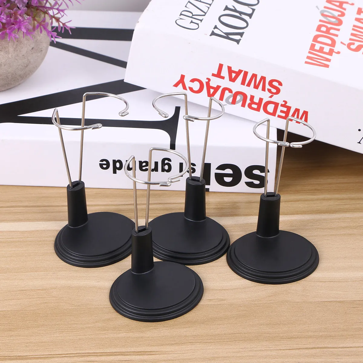 

4Pcs Bear Stand Support Creative Adjustable Bracket for Home Storage Rack Black 15Cm Portable Space Saving Display Holder