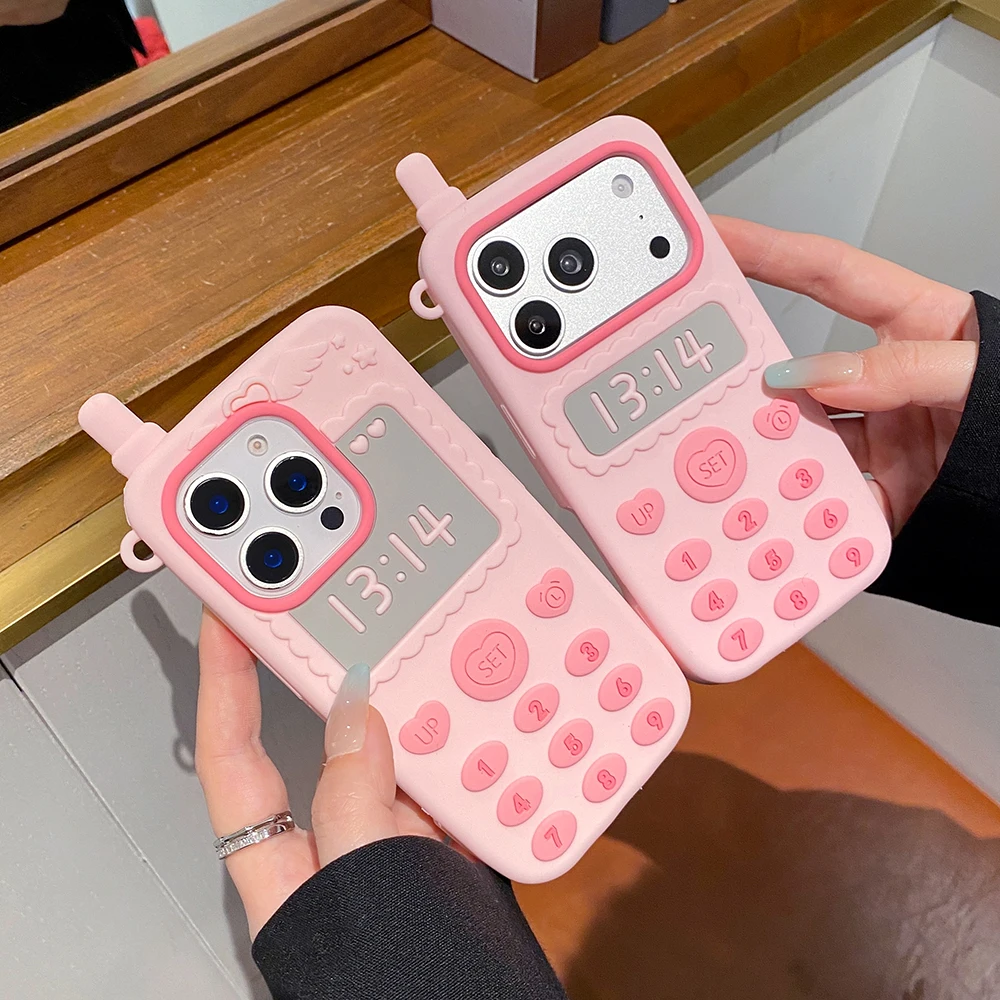 Niedliche 3D-Handyhülle im Handy-Stil für iPhone 17 16 15 14 13 12 Pro Max, Kawaii, stoßfest, weiche Silikon-Rückabdeckung – Detail 7