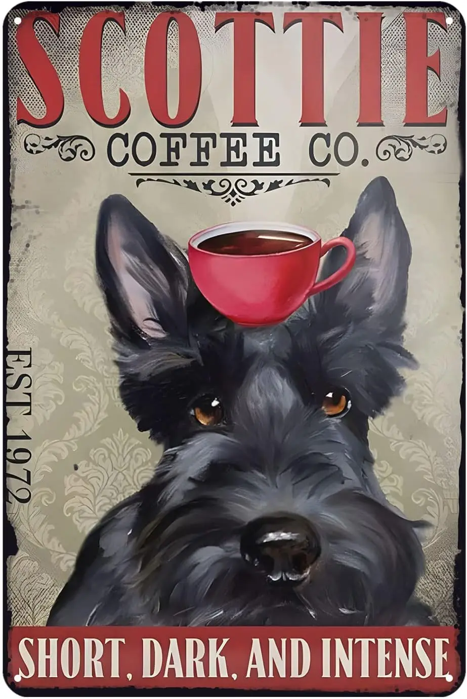 Vintage Tin Signs Bathroom Scottish Terrier Dog Coffee Company Metal Sign Rustic Decoration Funny Dog Tin Sign Chic Art Wal