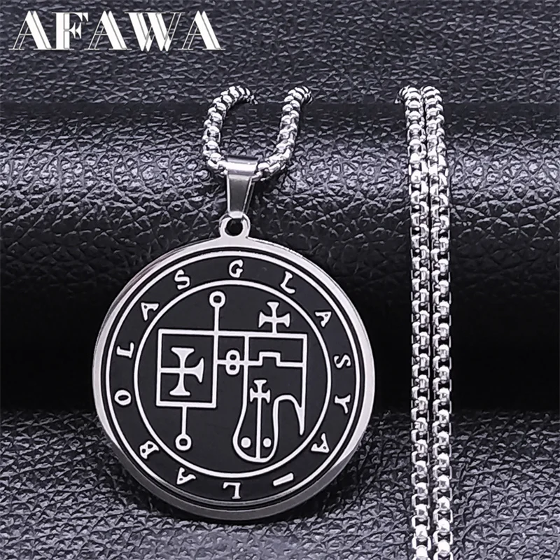 Glasya Labolas Goetia Talisman Necklace Stainless Steel Key of Solomon Sigil Chain Necklaces Jewelry colar masculino 7768