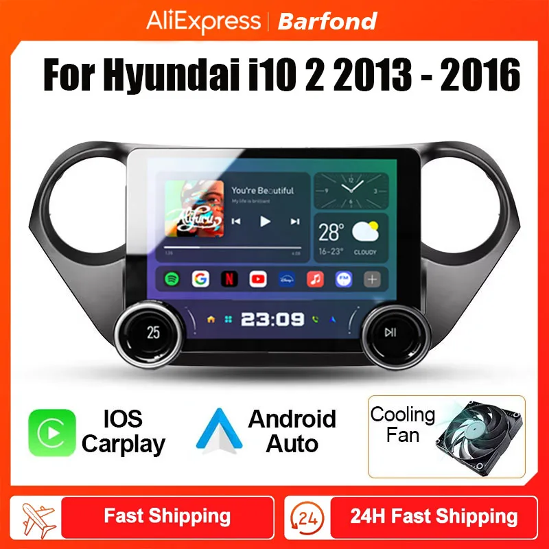 Barfond For Hyundai i10 2 2013 - 2016 Car Radio Multimedia Video Player Navigation stereo GPS Android 2din dvd