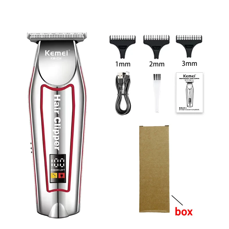 Kemei USB-oplaadbare tondeuse Oplaadbare elektrische tondeuse Herenscheerapparaat Draadloze scheermachine, KM-034, KM-1102, Kit