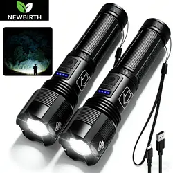 4 Core Led Flashlight Aluminum Alloy XHP70 Tactical Hunting Torch USB Rechargeable Zoomable XHP50 Lantern Use 18650 AAA Battery