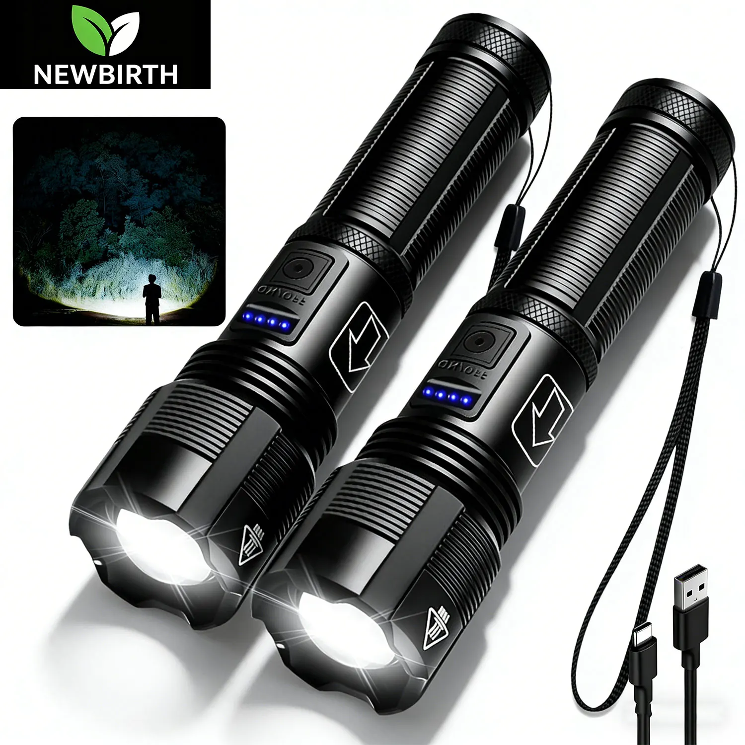 4 Core Led Flashlight Aluminum Alloy XHP70 Tactical Hunting Torch USB Rechargeable Zoomable XHP50 Lantern Use 18650 AAA Battery
