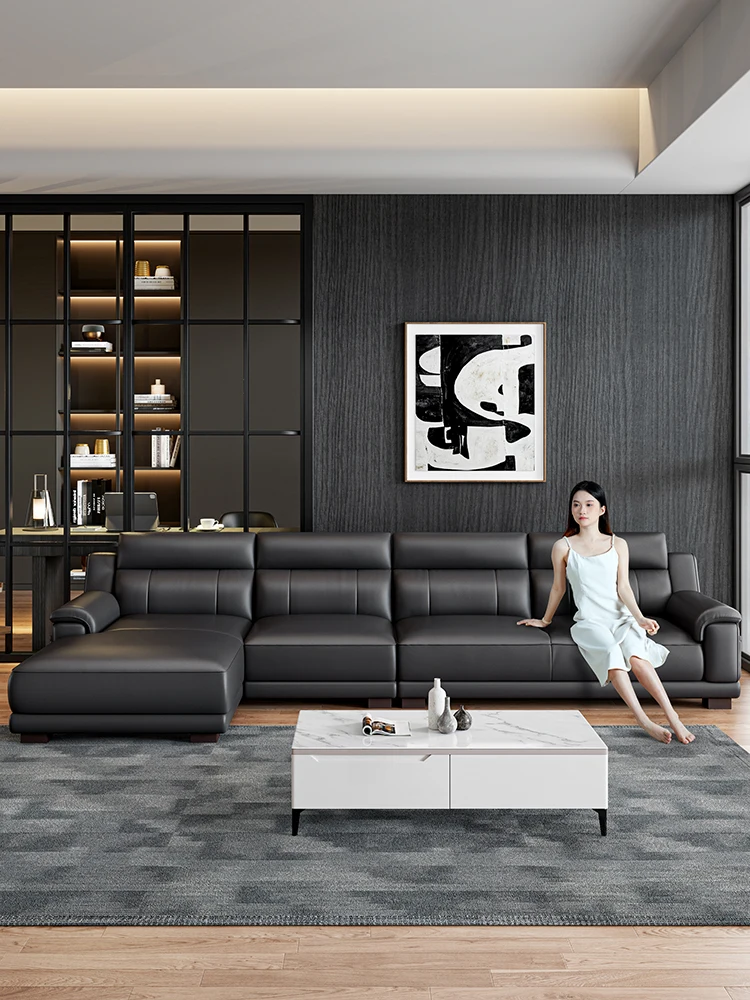 LMM leather sofa first layer cowhide modern living room leather sofa corner combination