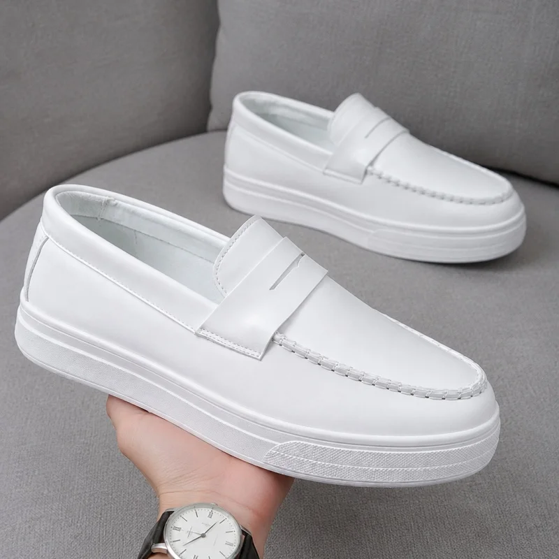 Men's Casual Shoes British Style Loafers New Luxury Slip-on Men Shoes Business Leather Shoes Platform Outdoor Male Flats Zapatos