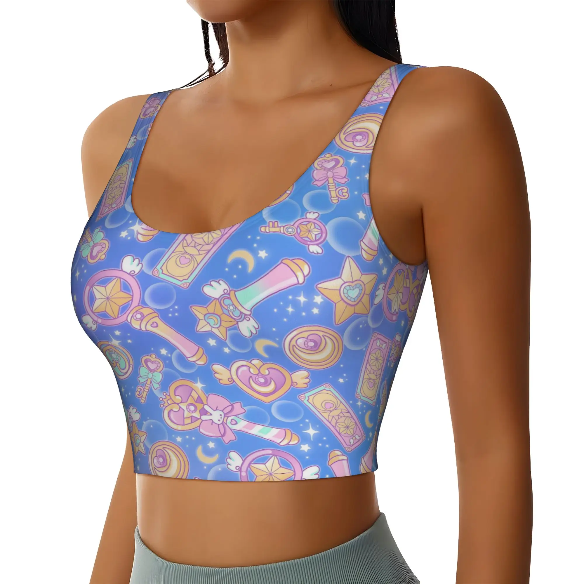 Custom Sailors Anime Moons Workout Crop Tank Tops Women Usagi Tsukino Yoga Sports Bras