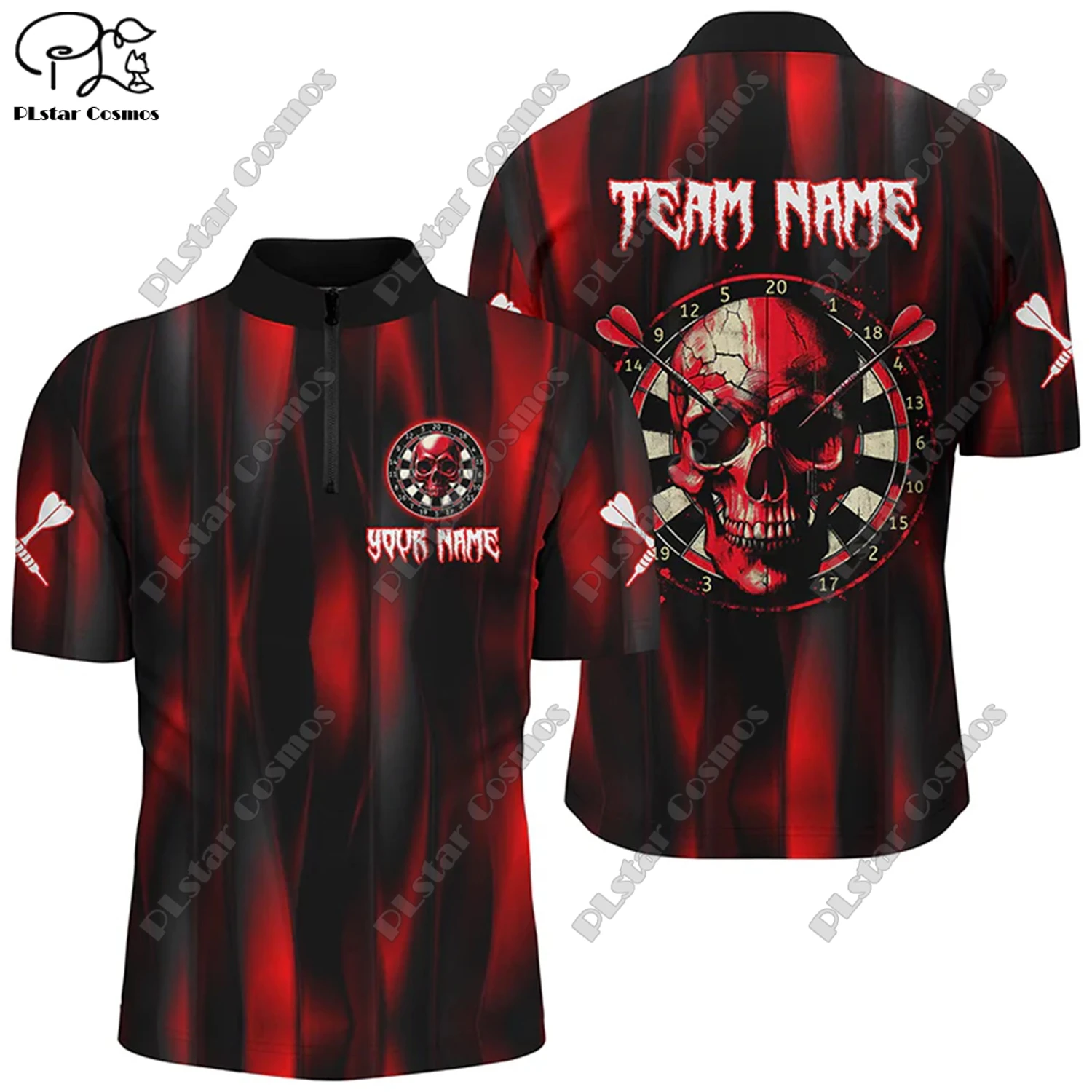 New personalized 3D printing dart throwing pattern zipper POLO shirt T-shirt unisex gift casual team throwing sports series F-10