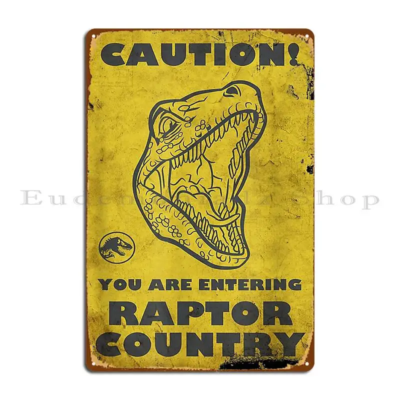 Raptor Caution Poster Metal Sign Printed Club Party Designing Poster Tin Sign Poster