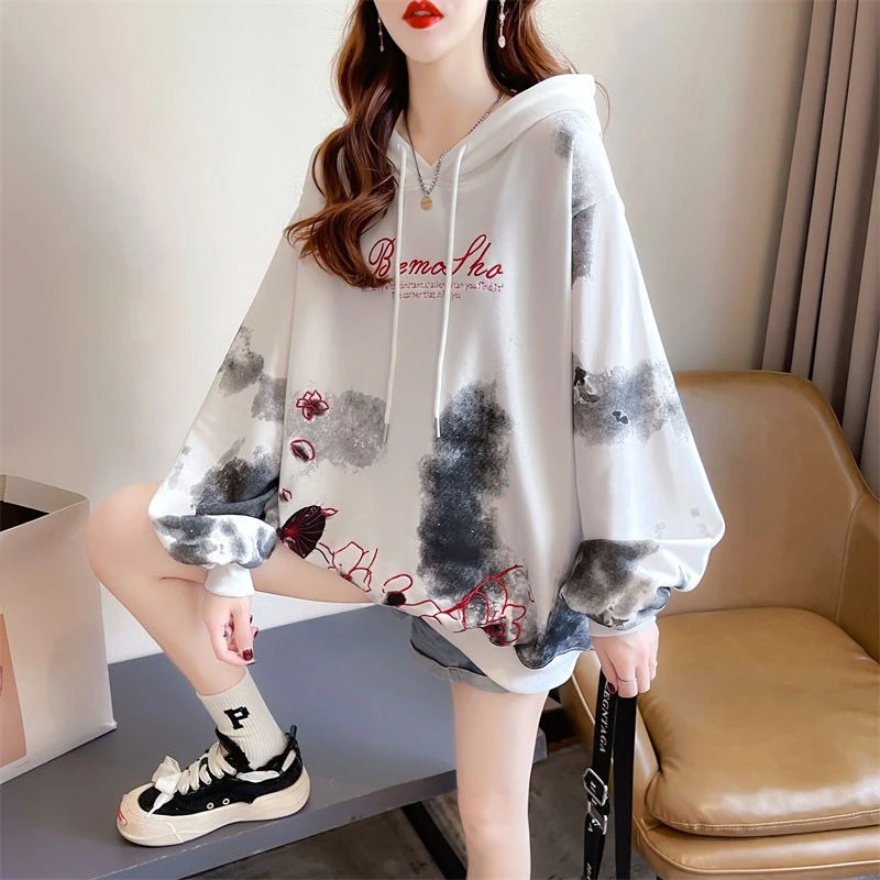 

Gradient Color Printed Female Hooded Top Korean Popular Clothes Fashion Long Sleeve 90s Vintage Kpop Women's Hoodies Sweatshirts