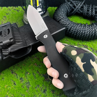 BUSEE Straight Knife 8Cr13Mov Fixed Blade Black G10 Handle with Sheath EDC Camping Hunting Combat Outdoor Survival Utility Tool