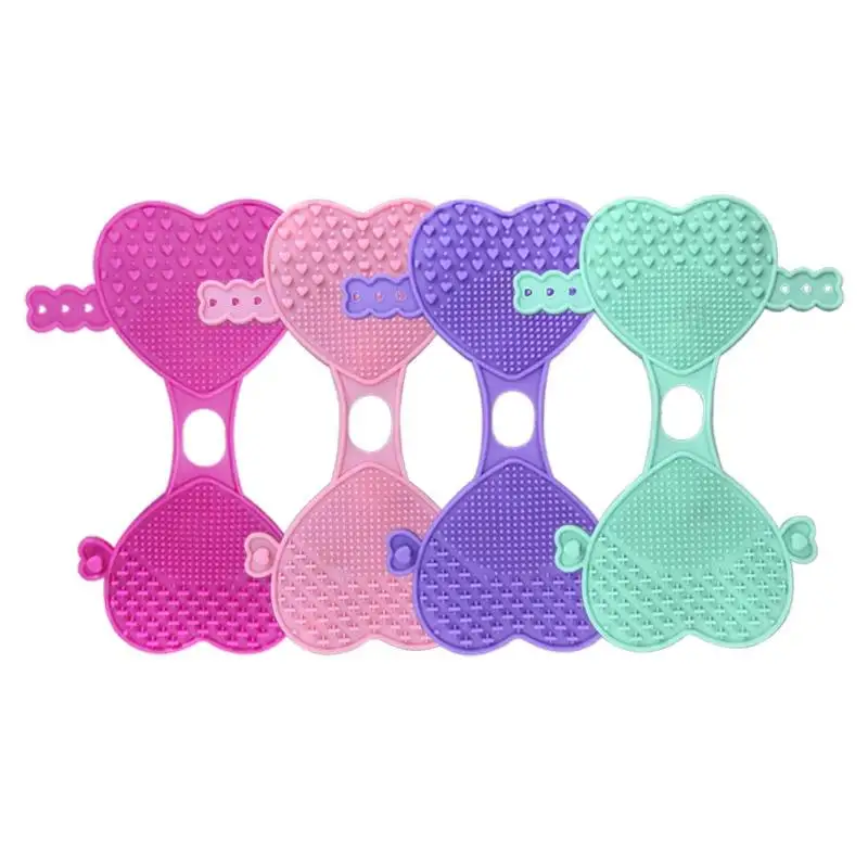 1Pcs Heart Shaped Silicone Bath Scrubber Double Sided Exfoliating Dots Soft Texture Wash Pad Perfect For Daily Shower Body Care