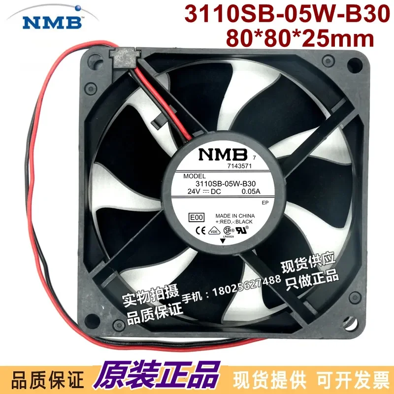 for NMB 3110SB-05W-B30 8025 8CM Double Ball Bearing 24V Variable Frequency Cooling Fan New Silent