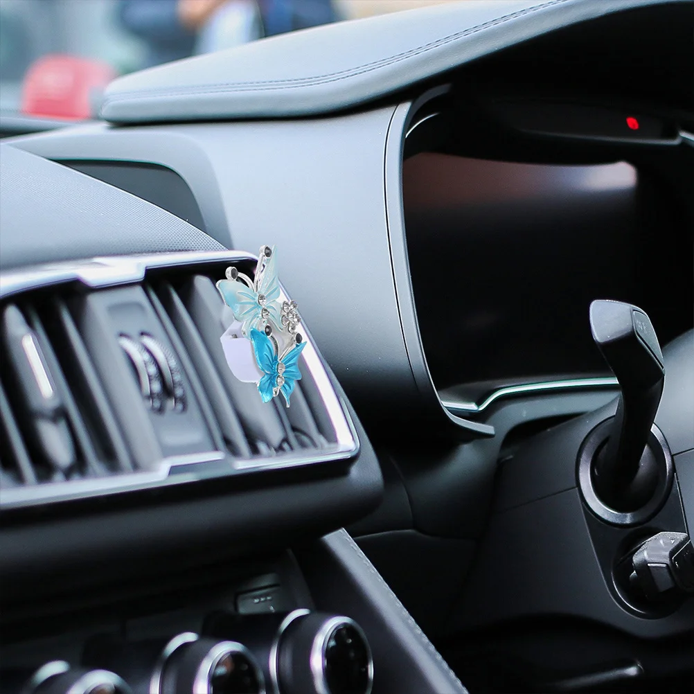 

2Pcs Rhinestone Butterfly Car Air Vent Clips Auto Freshener Clip Car Vent Perfume Clip Accessories Butterfly Accessories