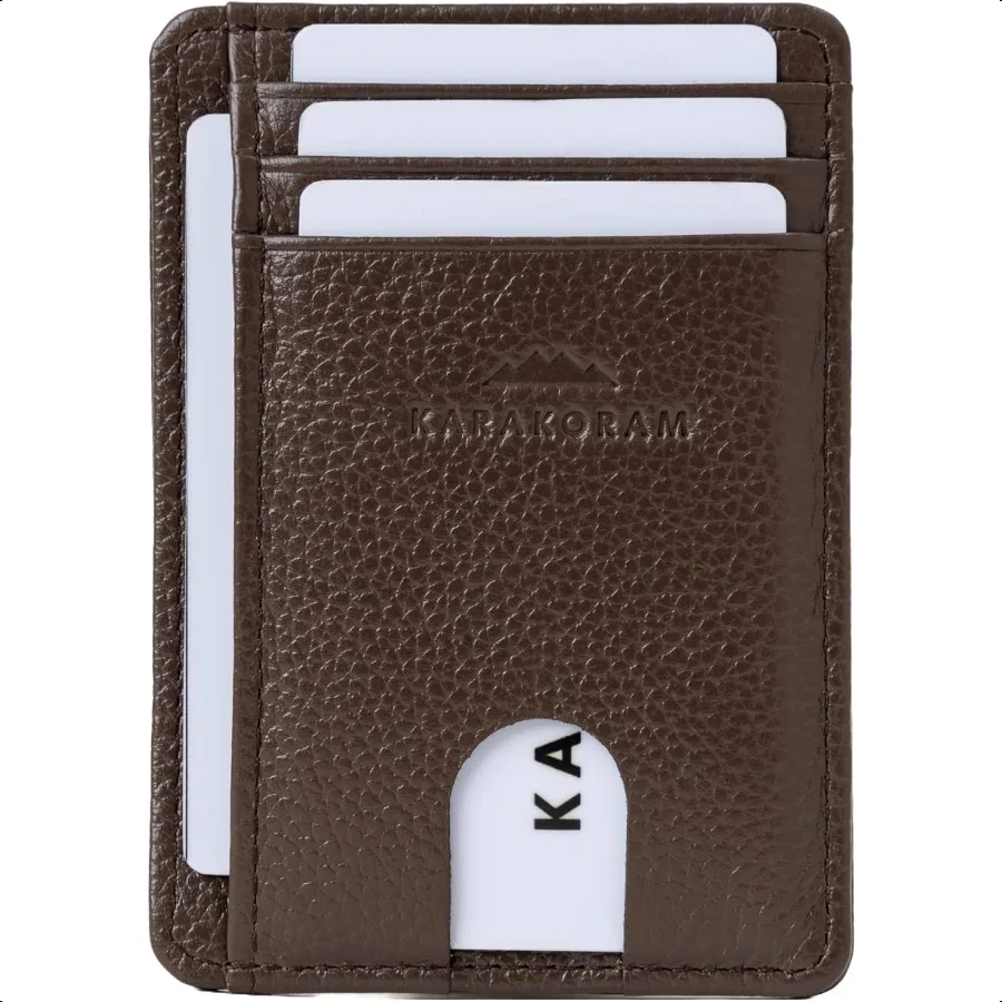

KARAKORAM Vertical Handcrafted Premium Leather Front Pocket Credit Card Holder with RIFD Protection Artisan Made Slim Leather W