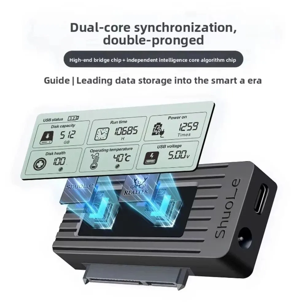 Digital Display USB 3.2 To Sata Adapter Digital Screen Display USB3.0 Hard Drive Converter External Adapter Smart Converter