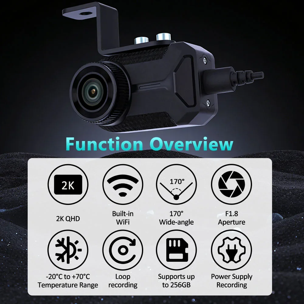 2K HD WiFi Motorcycle DVR Waterproof IP66 Dash Cam 170 Degree Wide Angle Loop Recording HD Video Camera WiFi Dashcam view 6