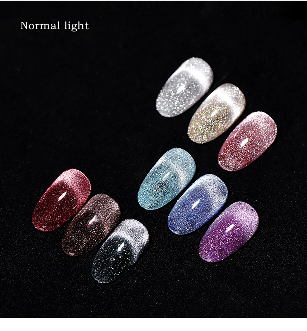 Vendeeni 9 Farben/Set Glitzer-Brochen-Diamant-Katzenaugen-Gel-Nagellack TPO FREE Laser-Magnetischer UV-LED-Gel-Lack mit Display – Detail 12