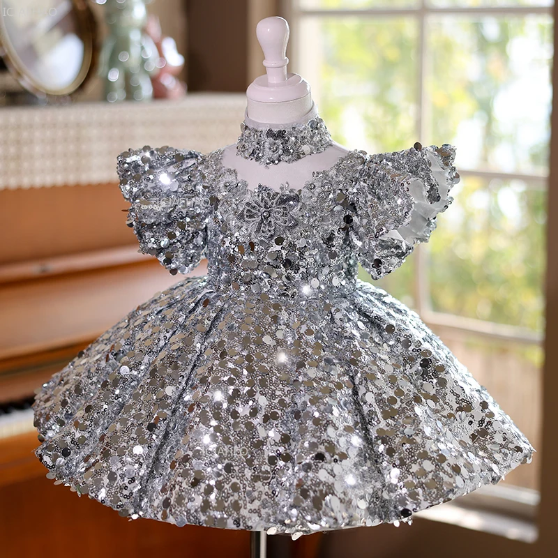 Children Girls Birthday Princess Sequin Evening Dress Kids Party Gown for Piano Performance Host  Pageant Formal Dresses Costume