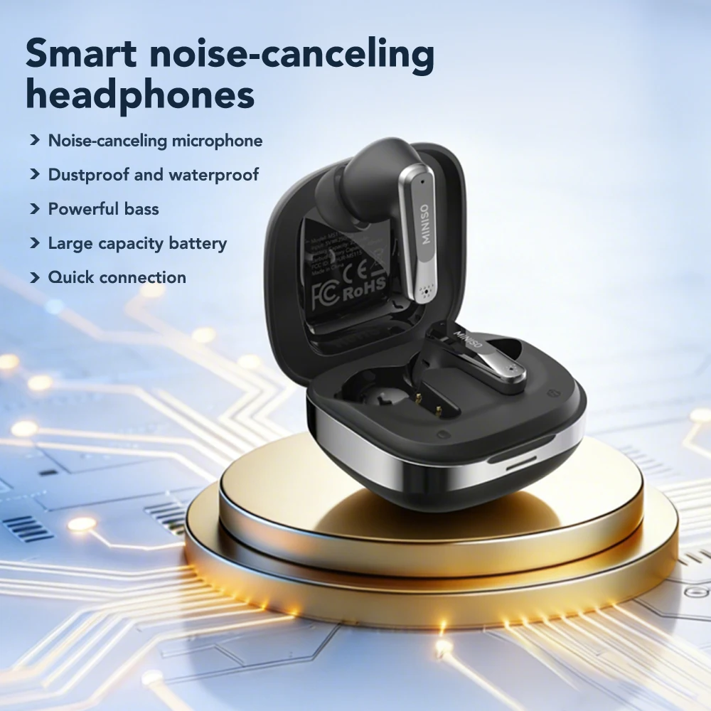 

MINISO MS115 Bluetooth V5.3 Earphone Wireless Headphones Earbuds TWS Low Latency HD Call Dual With Mic Gaming Translator Headset