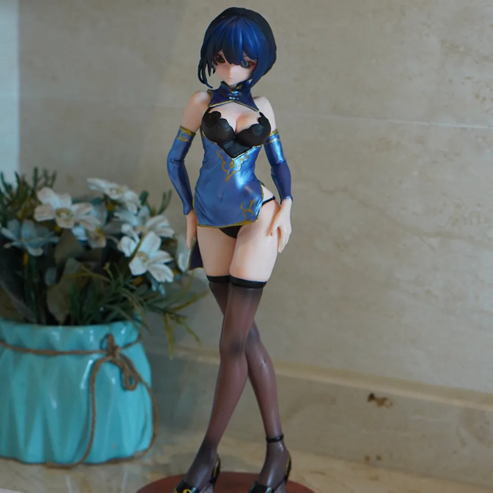 Anime Figure Lilith 1/6 Scale Blue Cheongsam Anime Girl Pvc Collectible Model Desktop Decoration Collection Hobbyists