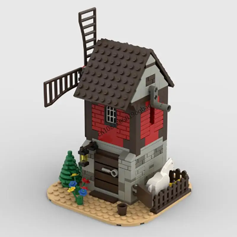Nuevo 288 Uds. Molino de viento del granjero con vista de calle Medieval europea, modelo DIY, ideas creativas, juguete Retro para niños, rompecabezas de montaje, regalo de cumpleaños
