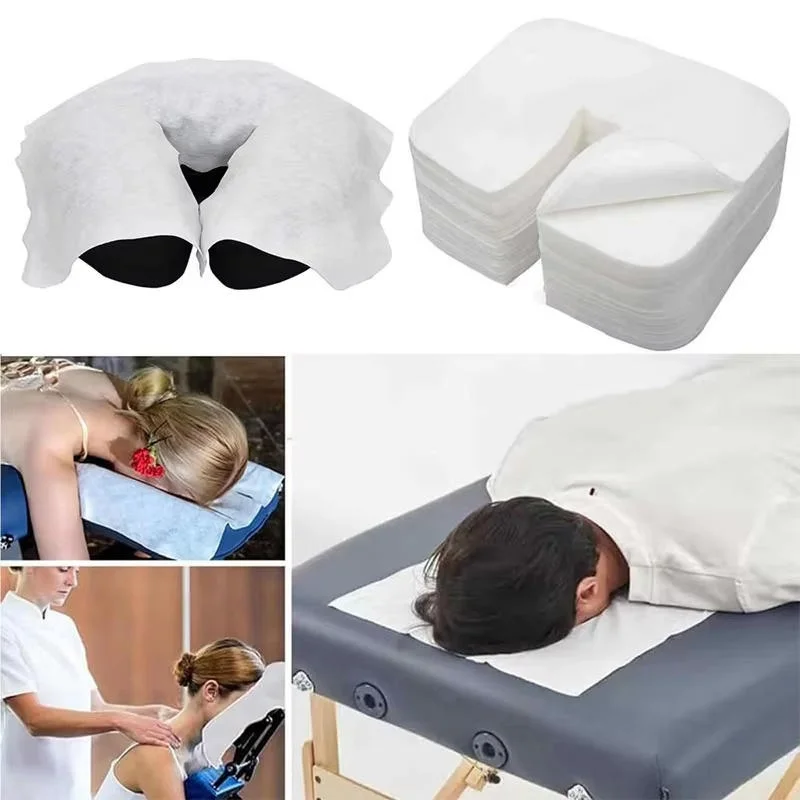 100pcs Disposable Pillow Cover U Shaped Face Pillow Face Towel Massage Bed Hole Lightweight Breathable Face Cushion