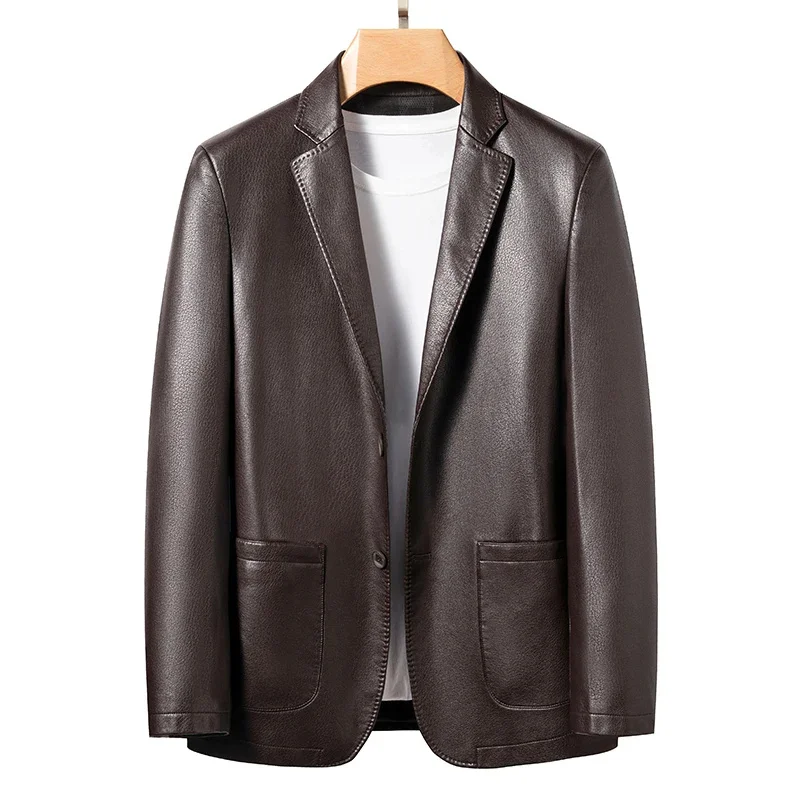 

Natural YN-330 Sheep Leather Casual Suit Men's Jacket Slim Spring and Autumn Thin Section Black Brown