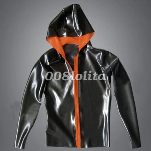 

New Pure Nature Latex Rubber Handsome Hoodie Jacket Sport Shirt Cosplay