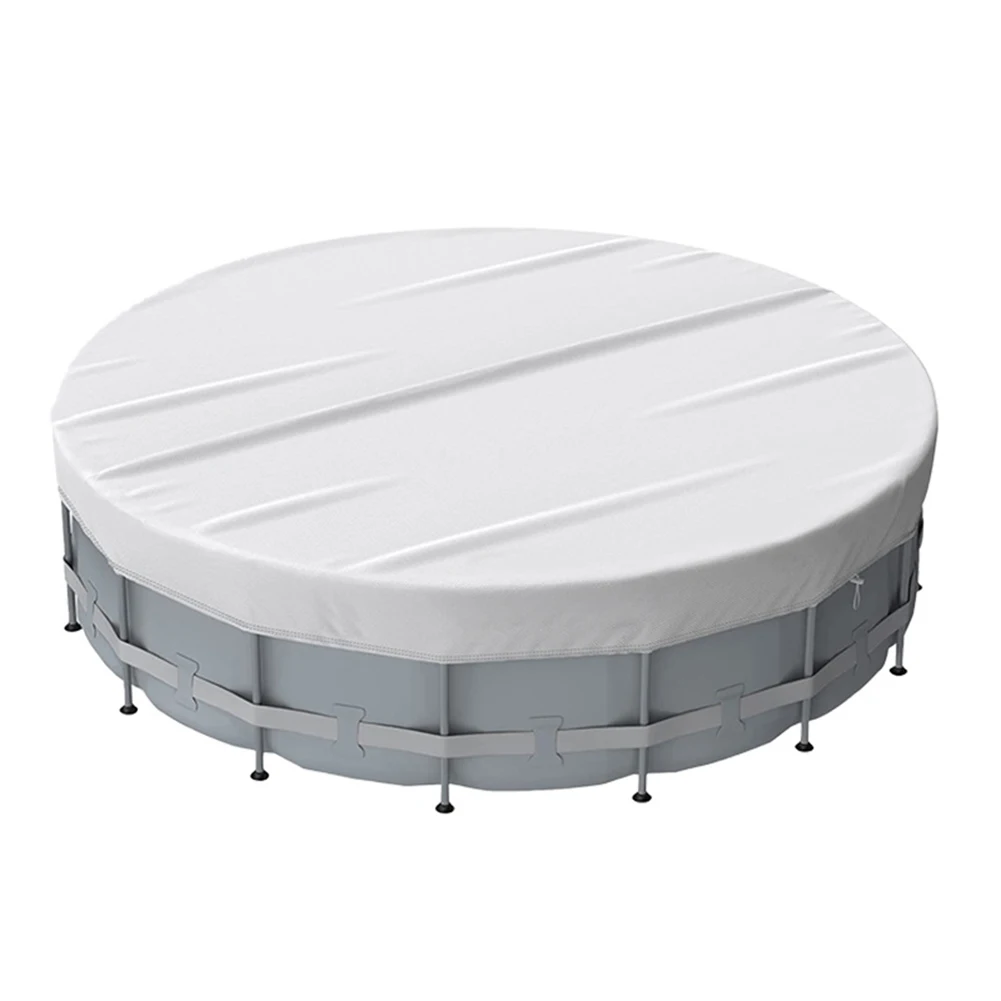 

Easy Install White Pool Cover Designed for Protecting Circular Pools Trampolines Fountains Sizes from 6FT to 18FT