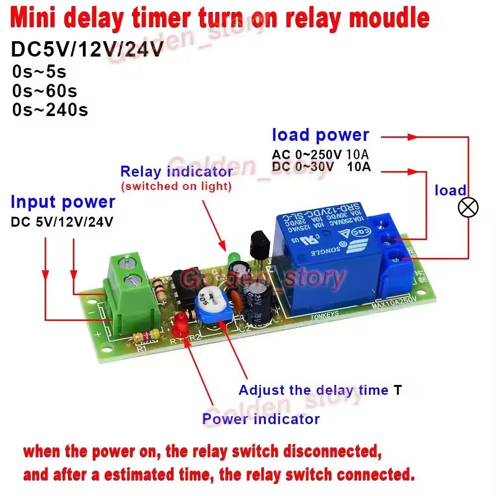 NE555 DC 12V Adjustable Time Trigger unlimited Cycle Timer Delay Turn On OFF Relay Switch Module Control