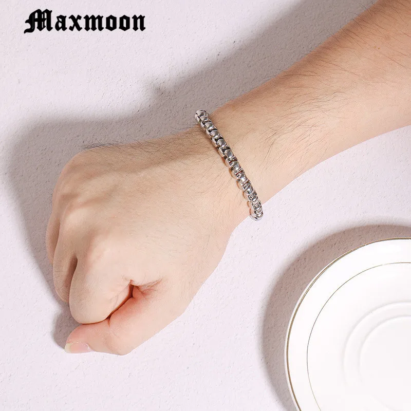 Maxmoon men Stainless Steel bracelet 2/3/4/5mm Square Rolo chain Bracelet bangle women for men gift Good quality whosale